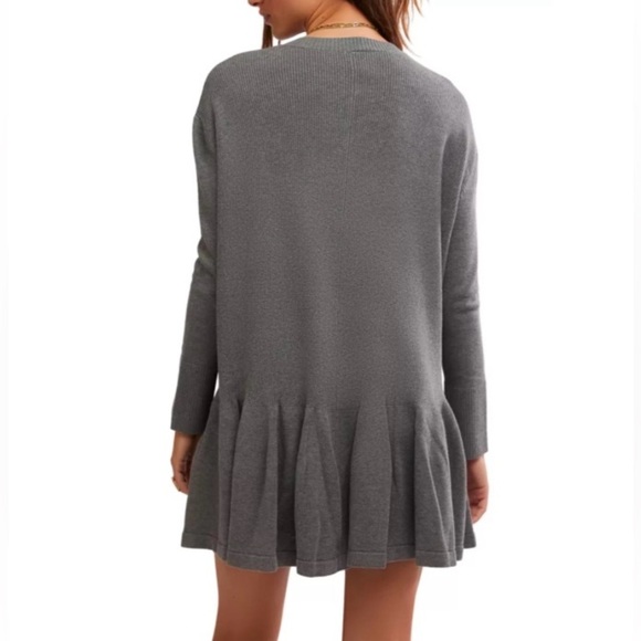 Free People Time On My Side Mini Sweater Dress Dark Heather Grey Size XS NWT - Picture 5 of 17